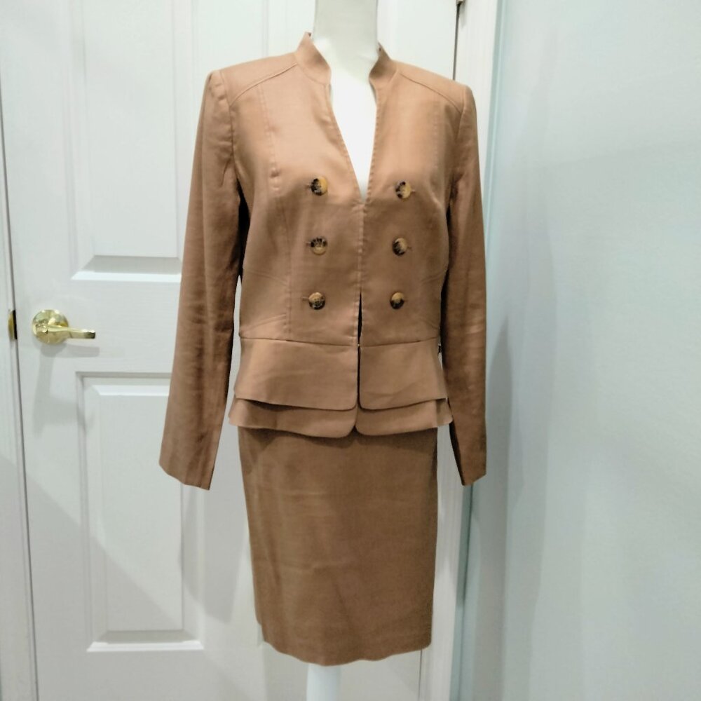 White House Black Market Linen Blend Skirt Suit, Blazer and Skirt, Size 10